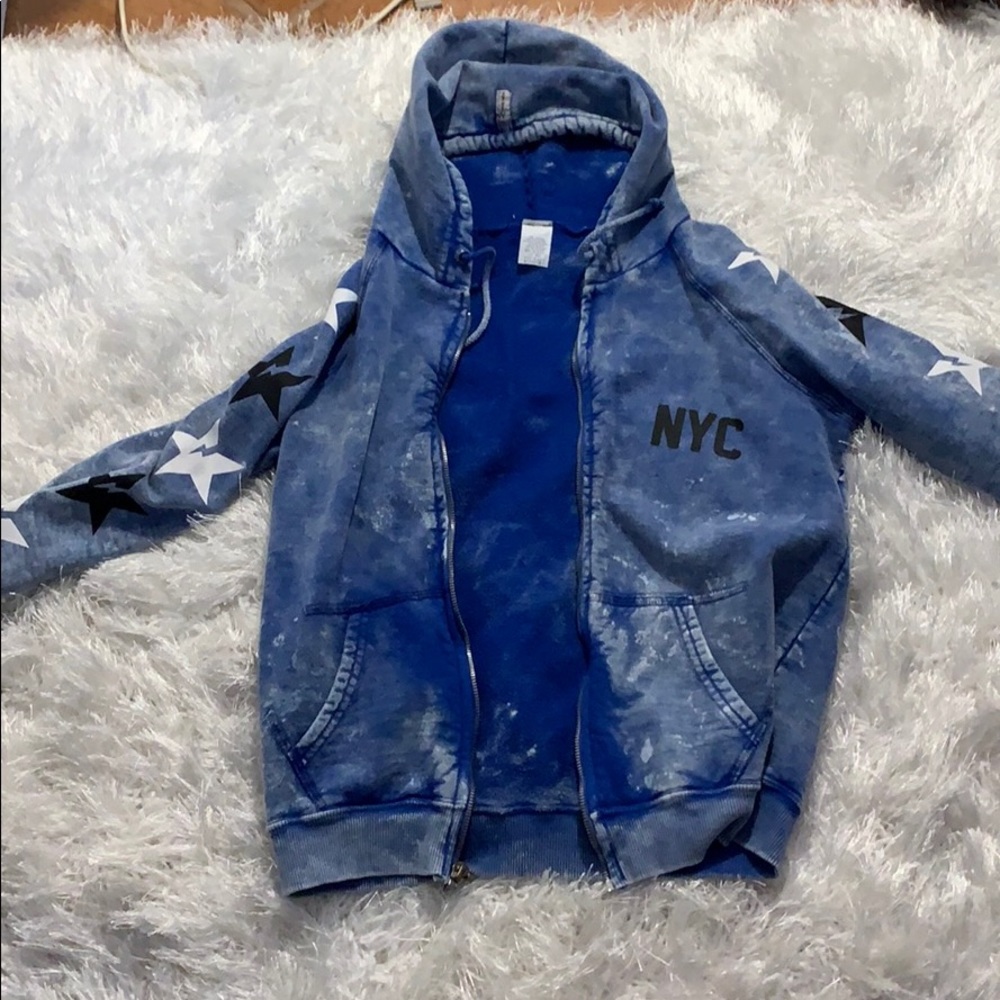 a zip up hoodie